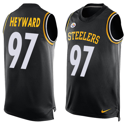 Men's Nike Pittsburgh Steelers #97 Cameron Heyward Limited Black Player Name & Number Tank Top NFL Jersey