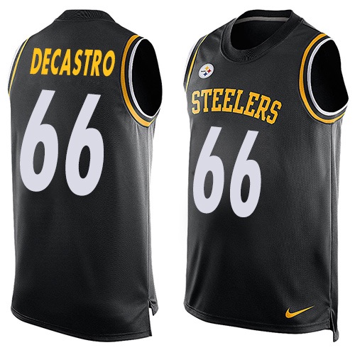 Men's Nike Pittsburgh Steelers #66 David DeCastro Limited Black Player Name & Number Tank Top NFL Jersey
