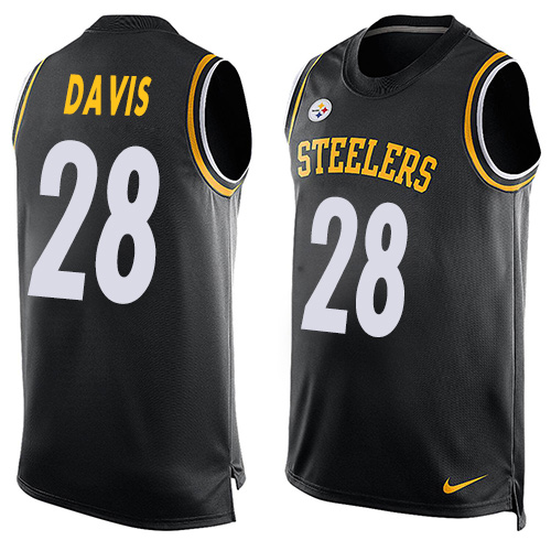 Men's Nike Pittsburgh Steelers #28 Sean Davis Limited Black Player Name & Number Tank Top NFL Jersey