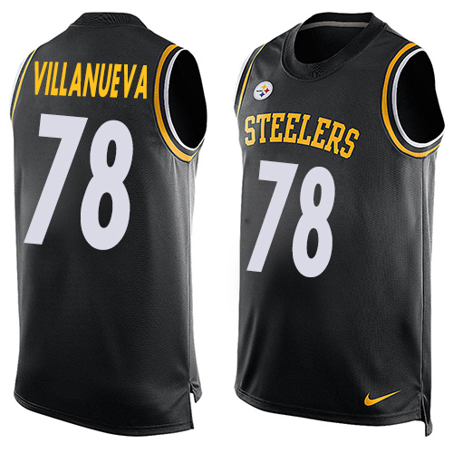 Men's Nike Pittsburgh Steelers #78 Alejandro Villanueva Limited Black Player Name & Number Tank Top NFL Jersey