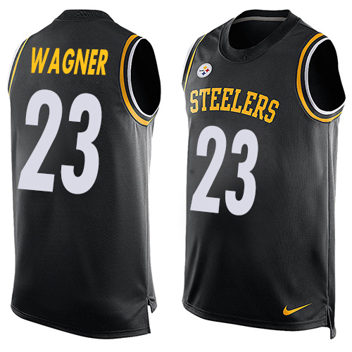 Men's Nike Pittsburgh Steelers #23 Mike Wagner Limited Black Player Name & Number Tank Top NFL Jersey