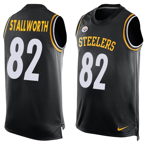 Men's Nike Pittsburgh Steelers #82 John Stallworth Limited Black Player Name & Number Tank Top NFL Jersey