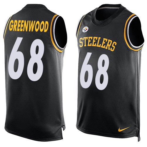 Men's Nike Pittsburgh Steelers #68 L.C. Greenwood Limited Black Player Name & Number Tank Top NFL Jersey