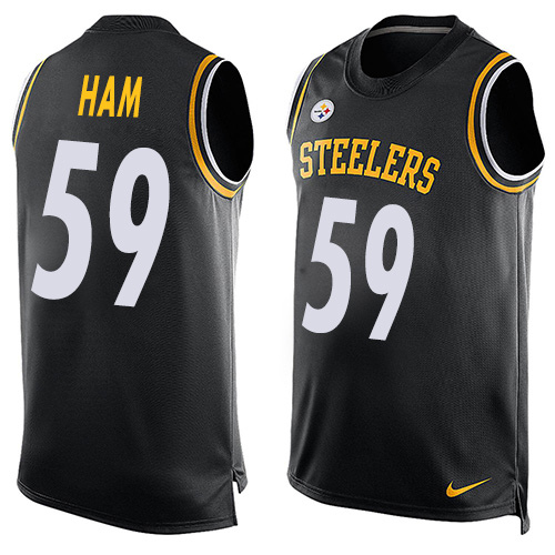 Men's Nike Pittsburgh Steelers #59 Jack Ham Limited Black Player Name & Number Tank Top NFL Jersey