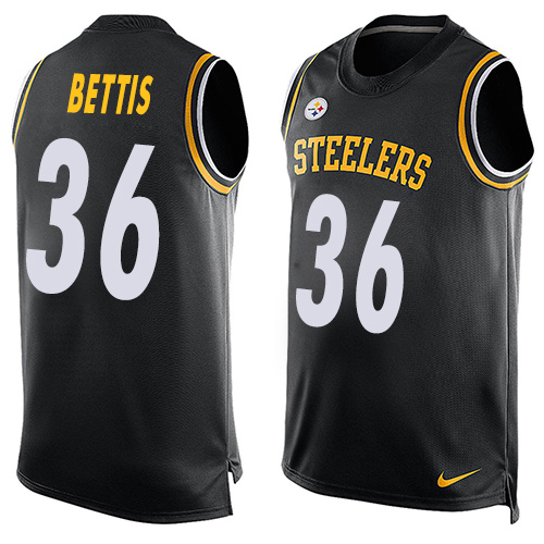 Men's Nike Pittsburgh Steelers #36 Jerome Bettis Limited Black Player Name & Number Tank Top NFL Jersey