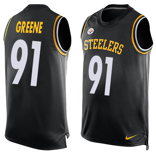 Men's Nike Pittsburgh Steelers #91 Kevin Greene Limited Black Player Name & Number Tank Top NFL Jersey