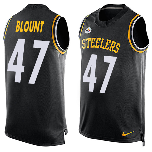 Men's Nike Pittsburgh Steelers #47 Mel Blount Limited Black Player Name & Number Tank Top NFL Jersey