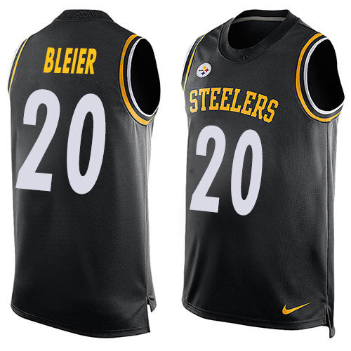 Men's Nike Pittsburgh Steelers #20 Rocky Bleier Limited Black Player Name & Number Tank Top NFL Jersey
