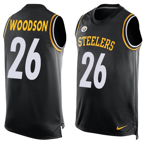 Men's Nike Pittsburgh Steelers #26 Rod Woodson Limited Black Player Name & Number Tank Top NFL Jersey