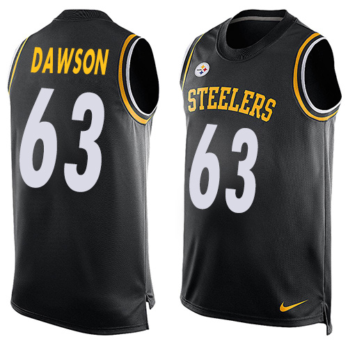 Men's Nike Pittsburgh Steelers #63 Dermontti Dawson Limited Black Player Name & Number Tank Top NFL Jersey