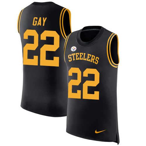 Men's Nike Pittsburgh Steelers #22 William Gay Black Rush Player Name & Number Tank Top NFL Jersey