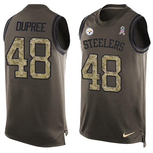 Men's Nike Pittsburgh Steelers #48 Bud Dupree Limited Green Salute to Service Tank Top NFL Jersey