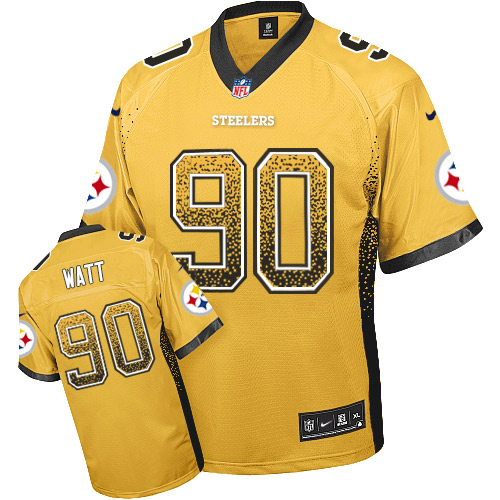 Men's Nike Pittsburgh Steelers #90 T. J. Watt Elite Gold Drift Fashion NFL Jersey