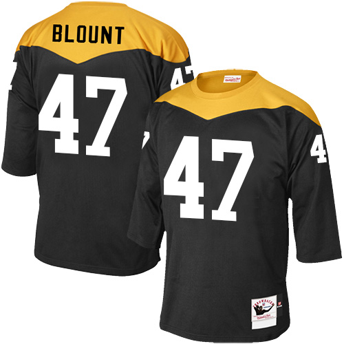 Men's Mitchell and Ness Pittsburgh Steelers #47 Mel Blount Elite Black 1967 Home Throwback NFL Jersey