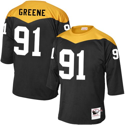 Men's Mitchell and Ness Pittsburgh Steelers #91 Kevin Greene Elite Black 1967 Home Throwback NFL Jersey