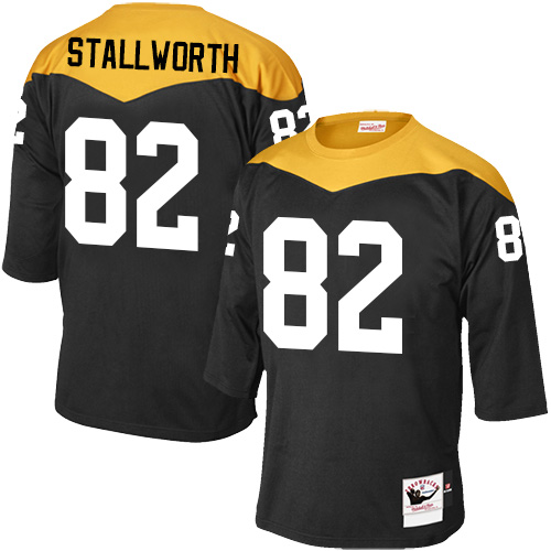 Men's Mitchell and Ness Pittsburgh Steelers #82 John Stallworth Elite Black 1967 Home Throwback NFL Jersey