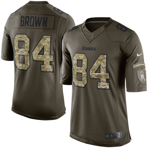 Youth Nike Pittsburgh Steelers #84 Antonio Brown Elite Green Salute to Service NFL Jersey