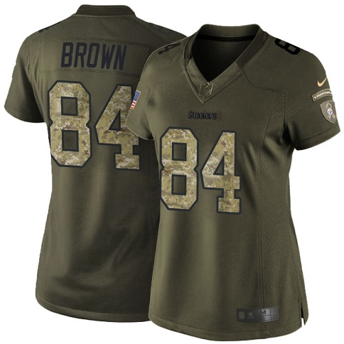 Women's Nike Pittsburgh Steelers #84 Antonio Brown Limited Green Salute to Service NFL Jersey