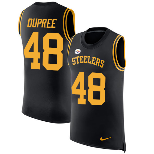 Men's Nike Pittsburgh Steelers #48 Bud Dupree Black Rush Player Name & Number Tank Top NFL Jersey