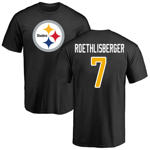 NFL Nike Pittsburgh Steelers #7 Ben Roethlisberger Black Name & Number Logo T-Shirt