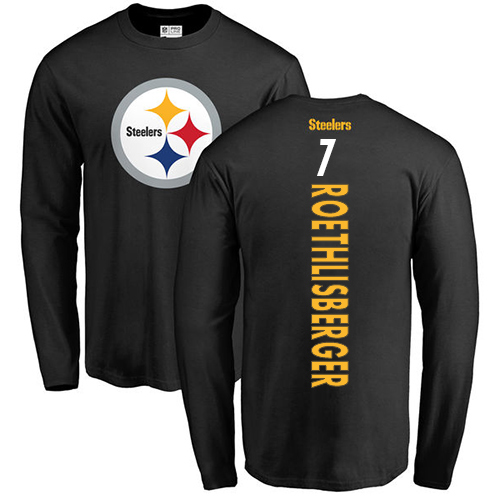 NFL Nike Pittsburgh Steelers #7 Ben Roethlisberger Black Backer Long Sleeve T-Shirt
