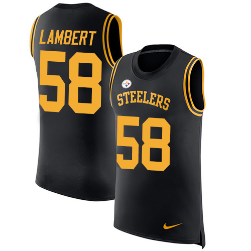 Men's Nike Pittsburgh Steelers #58 Jack Lambert Black Rush Player Name & Number Tank Top NFL Jersey