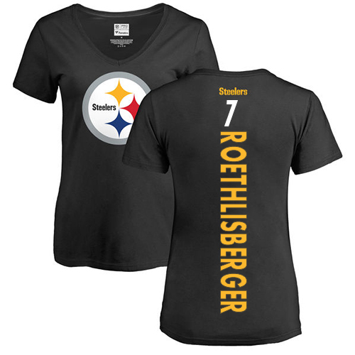 NFL Women's Nike Pittsburgh Steelers #7 Ben Roethlisberger Black Backer Slim Fit T-Shirt