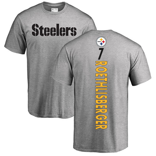 NFL Nike Pittsburgh Steelers #7 Ben Roethlisberger Ash Backer T-Shirt