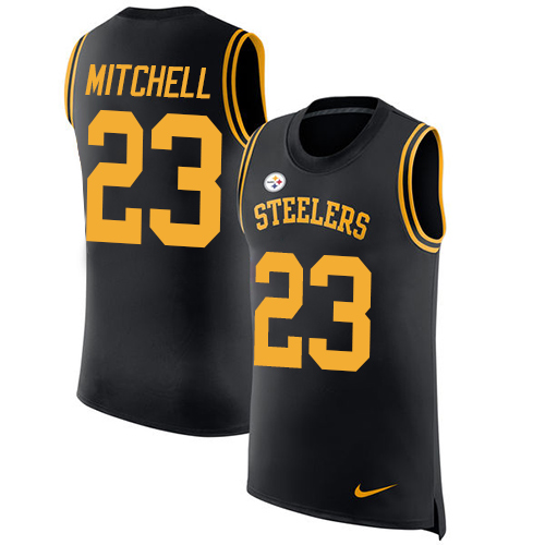 Men's Nike Pittsburgh Steelers #23 Mike Mitchell Black Rush Player Name & Number Tank Top NFL Jersey
