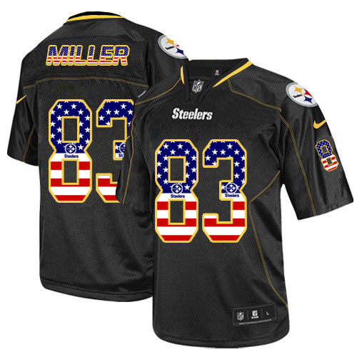 Men's Nike Pittsburgh Steelers #83 Heath Miller Elite Black USA Flag Fashion NFL Jersey