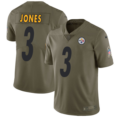 Youth Nike Pittsburgh Steelers #3 Landry Jones Limited Olive 2017 Salute to Service NFL Jersey