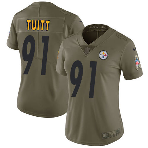 Women's Nike Pittsburgh Steelers #91 Stephon Tuitt Limited Olive 2017 Salute to Service NFL Jersey
