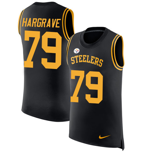 Men's Nike Pittsburgh Steelers #79 Javon Hargrave Black Rush Player Name & Number Tank Top NFL Jersey
