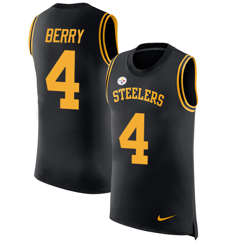 Men's Nike Pittsburgh Steelers #4 Jordan Berry Black Rush Player Name & Number Tank Top NFL Jersey