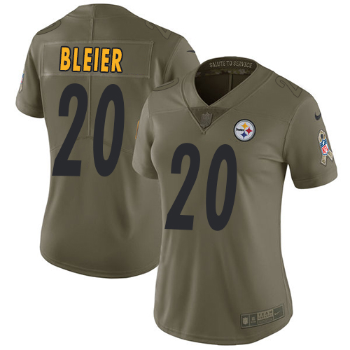 Women's Nike Pittsburgh Steelers #20 Rocky Bleier Limited Olive 2017 Salute to Service NFL Jersey