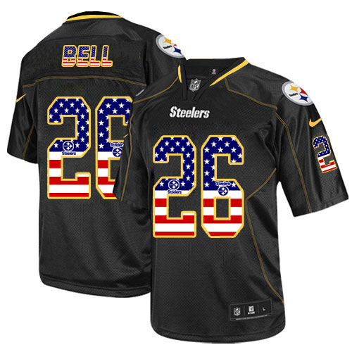 Men's Nike Pittsburgh Steelers #26 Le'Veon Bell Elite Black USA Flag Fashion NFL Jersey