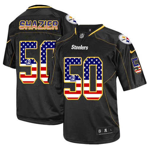 Men's Nike Pittsburgh Steelers #50 Ryan Shazier Elite Black USA Flag Fashion NFL Jersey