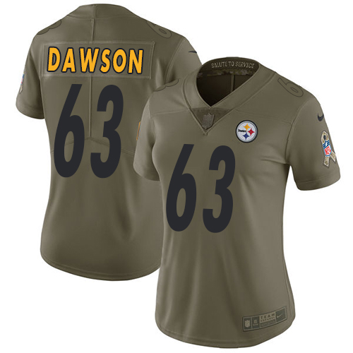 Women's Nike Pittsburgh Steelers #63 Dermontti Dawson Limited Olive 2017 Salute to Service NFL Jersey