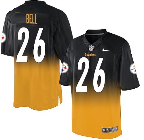 Men's Nike Pittsburgh Steelers #26 Le'Veon Bell Elite Black/Gold Fadeaway NFL Jersey