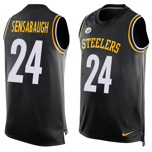 Men's Nike Pittsburgh Steelers #24 Coty Sensabaugh Limited Black Player Name & Number Tank Top NFL Jersey