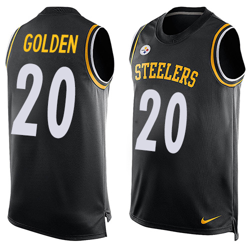 Men's Nike Pittsburgh Steelers #20 Robert Golden Limited Black Player Name & Number Tank Top NFL Jersey