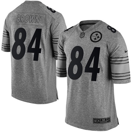 Men's Nike Pittsburgh Steelers #84 Antonio Brown Limited Gray Gridiron NFL Jersey