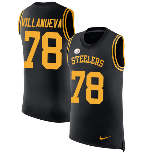 Men's Nike Pittsburgh Steelers #78 Alejandro Villanueva Black Rush Player Name & Number Tank Top NFL Jersey