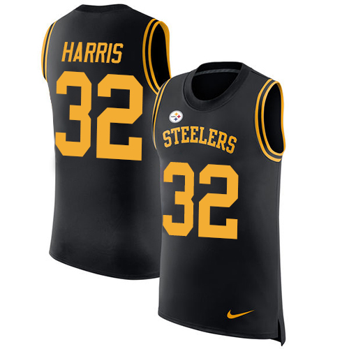 Men's Nike Pittsburgh Steelers #32 Franco Harris Black Rush Player Name & Number Tank Top NFL Jersey