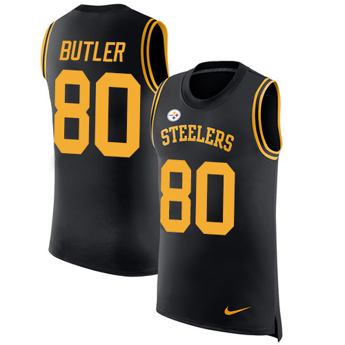 Men's Nike Pittsburgh Steelers #80 Jack Butler Black Rush Player Name & Number Tank Top NFL Jersey