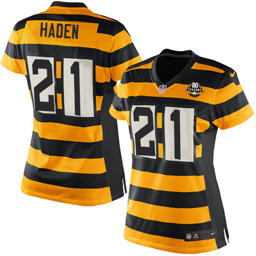 Women's Nike Pittsburgh Steelers #21 Joe Haden Limited Yellow/Black Alternate 80TH Anniversary Throwback NFL Jersey
