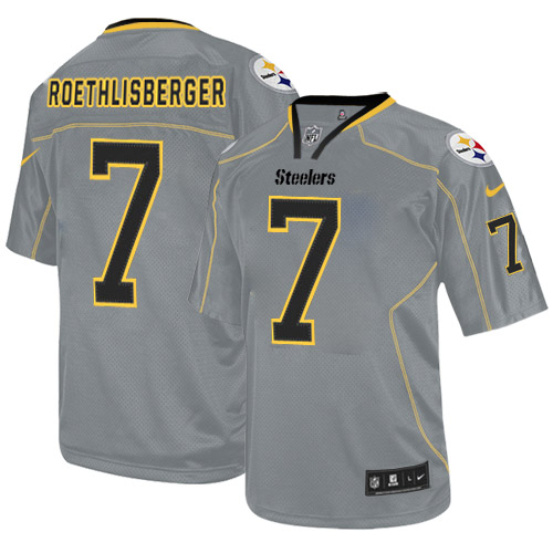 Men's Nike Pittsburgh Steelers #7 Ben Roethlisberger Elite Lights Out Grey NFL Jersey