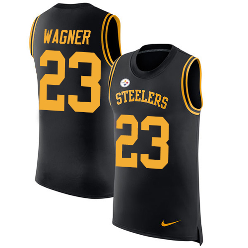 Men's Nike Pittsburgh Steelers #23 Mike Wagner Black Rush Player Name & Number Tank Top NFL Jersey