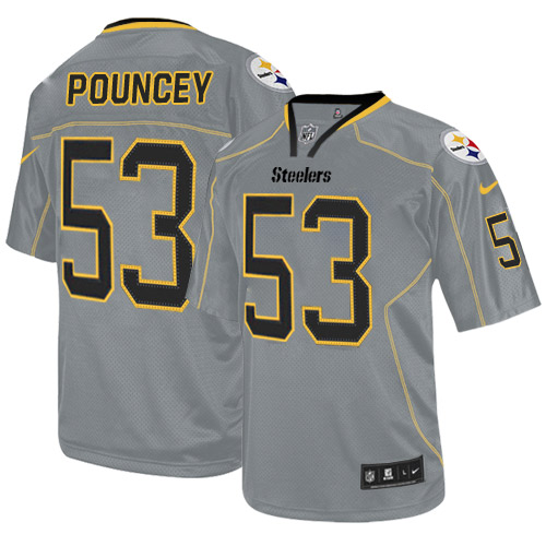 Men's Nike Pittsburgh Steelers #53 Maurkice Pouncey Elite Lights Out Grey NFL Jersey