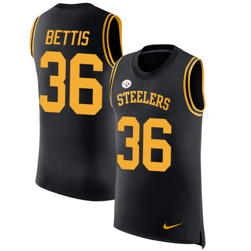 Men's Nike Pittsburgh Steelers #36 Jerome Bettis Black Rush Player Name & Number Tank Top NFL Jersey
